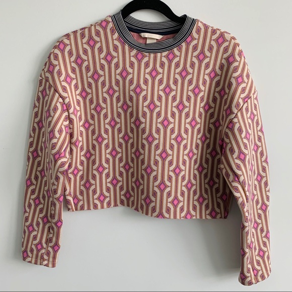 H&M Tops - H&M 90’s Inspired Patterned Long-Sleeve Crop Crew